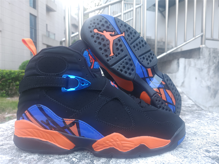 Men's Running Weapon Air Jordan 8 Black/Orange/Blue Shoes 004